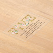 Elegant Floral Gold Glitter 5th Birthday Acryl Uitnodigingen (Laagn)