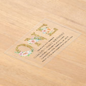 Elegant Floral Gold Glitter ONE 1e verjaardag Acryl Uitnodigingen (Laagn)