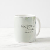 Elegant Floral Gold Green Professional Business Koffiemok (Voorkant rechts)