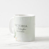 Elegant Floral Gold Green Professional Business Koffiemok (Voorkant links)