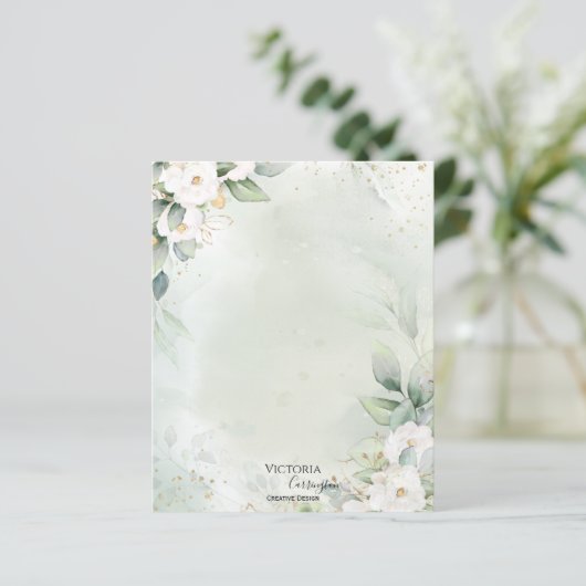 Elegant Floral Gold Green Professional Stationery (Staand voorkant)