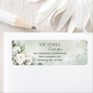 Elegant Floral Gold Green Return-adres Etiket