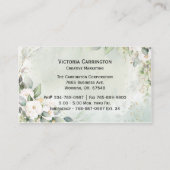 Elegant Floral Gold Green Script Professional Visitekaartje (Achterkant)