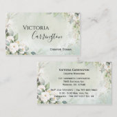 Elegant Floral Gold Green Script Professional Visitekaartje (Voorkant / Achterkant)