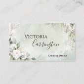 Elegant Floral Gold Green Script Professional Visitekaartje (Voorkant)