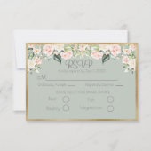 Elegant Floral Gold Green Script Weddenschap RSVP Kaartje (Voorkant)