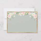 Elegant Floral Gold Green Script Weddenschap RSVP Kaartje (Achterkant)