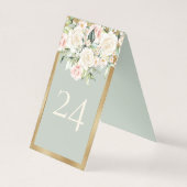 Elegant Floral Gold Green Wedding Table Number Kaart (Achterkant)