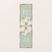 Elegant Floral Gold Green Wedding Table Number Kaart (Buitenkant ongevouwen)