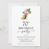 Elegant Floral Gold High Heels 70e verjaardag Kaart (Voorkant)