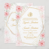 Elegant Floral Gold Islamic Muslim Wedding Kaart (Voorkant / Achterkant)
