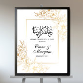 Elegant Floral Gold Islamic Wedding Welcome Sign Poster