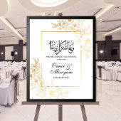 Elegant Floral Gold Islamic Wedding Welcome Sign Poster