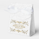 Elegant Floral Gold Lace met witte Damaskers 2a Bedankdoosjes (Voorkant Zijde)