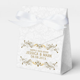 Elegant Floral Gold Lace met witte Damaskers 2a Bedankdoosjes