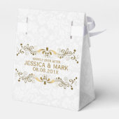 Elegant Floral Gold Lace met witte Damaskers 2a Bedankdoosjes (Achterkant)