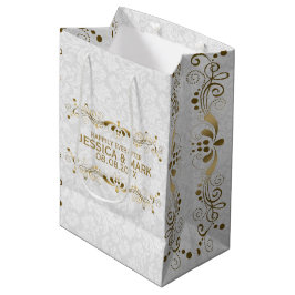 Elegant Floral Gold Lace met witte Damaskers 2a Medium Cadeauzakje