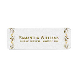 Elegant Floral Gold Lace met witte Damaskers Etiket