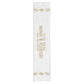 Elegant Floral Gold Lace met witte dampen 2 Korte Tafelloper (Voorkant)