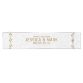 Elegant Floral Gold Lace met witte dampen 2 Korte Tafelloper (Horizontaal)