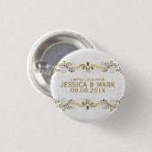 Elegant Floral Gold Lace met witte dampen 2 Ronde Button 3,2 Cm (Voorkant /achterkant)