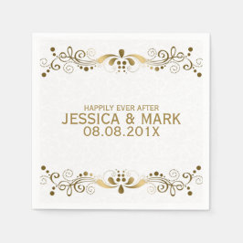 Elegant Floral Gold Lace met witte dampen 2 Servetten