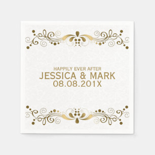 Elegant Floral Gold Lace met witte dampen 2 Servetten