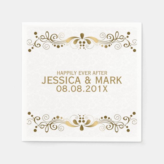 Elegant Floral Gold Lace met witte dampen 2 Servetten (Voorkant)