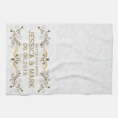 Elegant Floral Gold Lace met witte dampen 2 Theedoek (Horizontaal)