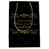 Elegant Floral Gold Lace met zwarte Damaskers Medium Cadeauzakje (Voorkant)