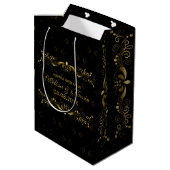 Elegant Floral Gold Lace met zwarte Damaskers Medium Cadeauzakje (Achterkant Gekanteld)