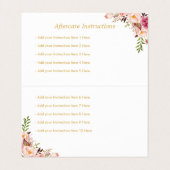 Elegant Floral Gold Lash Salon Aftercare Visitekaartje (Binnenkant ongevouwen)