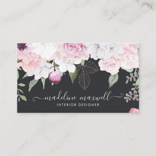 Elegant Floral | Gold Leaf Professional Visitekaartje (Voorkant)