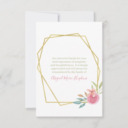 Elegant Floral Gold Lijst Hartelijk dank Bedankkaart (Voorkant)