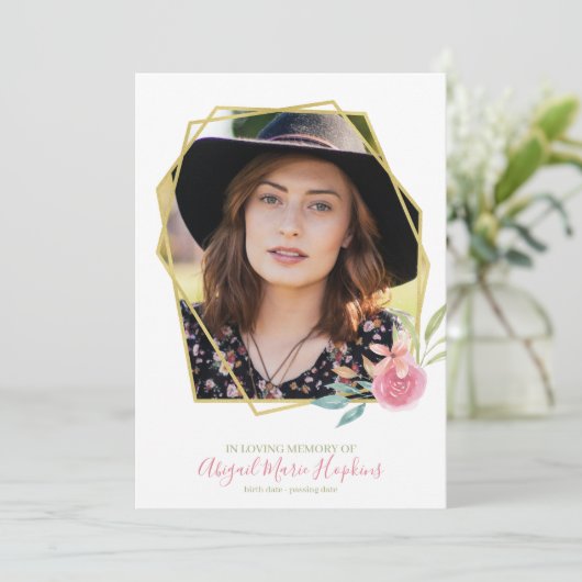 Elegant Floral Gold Lijst in het liefhebben van ge Bedankkaart (Staand voorkant)