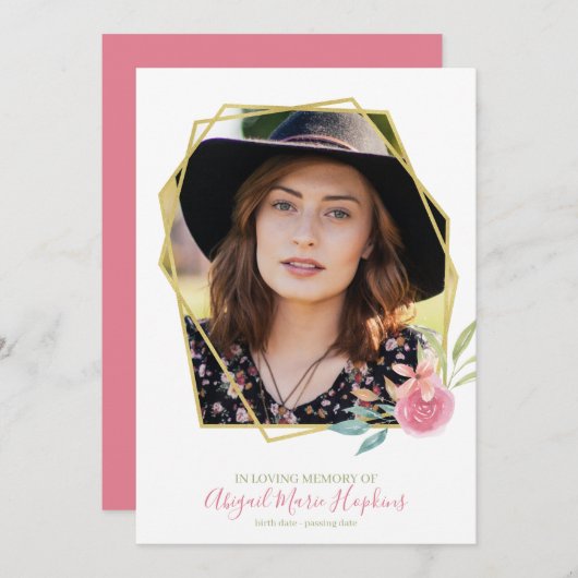 Elegant Floral Gold Lijst in het liefhebben van ge Bedankkaart (Voorkant / Achterkant)