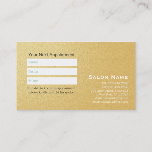 Elegant Floral Gold Lijst Makeup Salon Appointment Afsprakenkaartje (Achterkant)