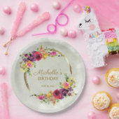 Elegant  Floral Gold Lijst Vrouwendag Papieren Bordje (Feest)