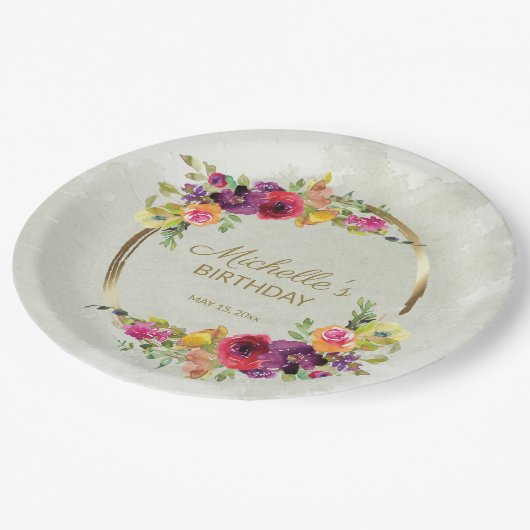 Elegant  Floral Gold Lijst Vrouwendag Papieren Bordje (Gekanteld)