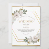 Elegant Floral Gold Lijst Wedding Kaart (Voorkant)