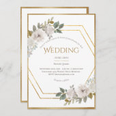 Elegant Floral Gold Lijst Wedding Kaart (Voorkant / Achterkant)
