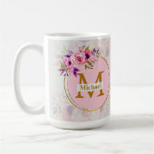 Elegant Floral Gold Monogram | Name & Initial Koffiemok (Links)