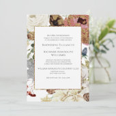 Elegant Floral & Gold One Venue Wedding Invitation Kaart (Staand voorkant)