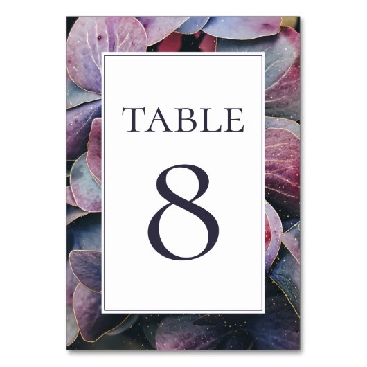 Elegant Floral Gold Paarse Hydrangeas bruiloft Kaart (Voorkant)