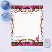 Elegant Floral Gold Pink Black Butterfly Flyer (Enkel)