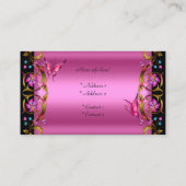 Elegant Floral Gold Pink Black Butterfly Visitekaartje (Achterkant)