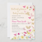 Elegant Floral Gold Pink Butterflies Baby shower Kaart (Voorkant)