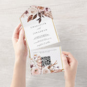 Elegant Floral Gold Rustic Fall Wedding all in one Uitnodiging (Afscheurbaar)