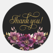 Elegant Floral Gold Script Dank u Sticker (Voorkant)