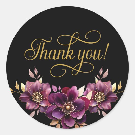 Elegant Floral Gold Script Dank u Sticker (Voorkant)